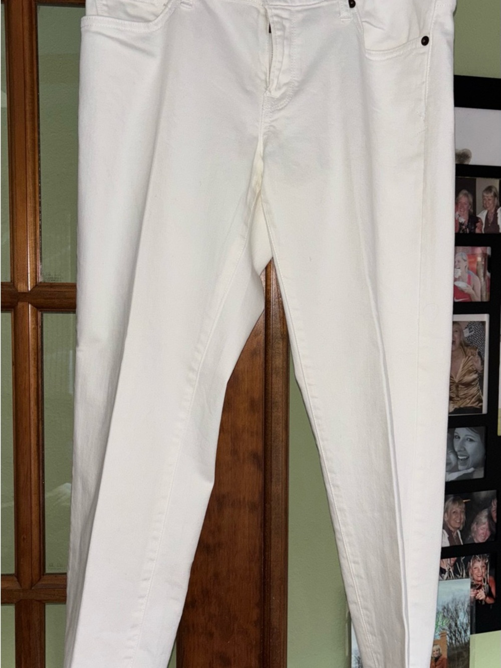 Lucky Brand White Zoe Straight cropped Jeans  Premium Navy & Gold Logo Sz 10/30